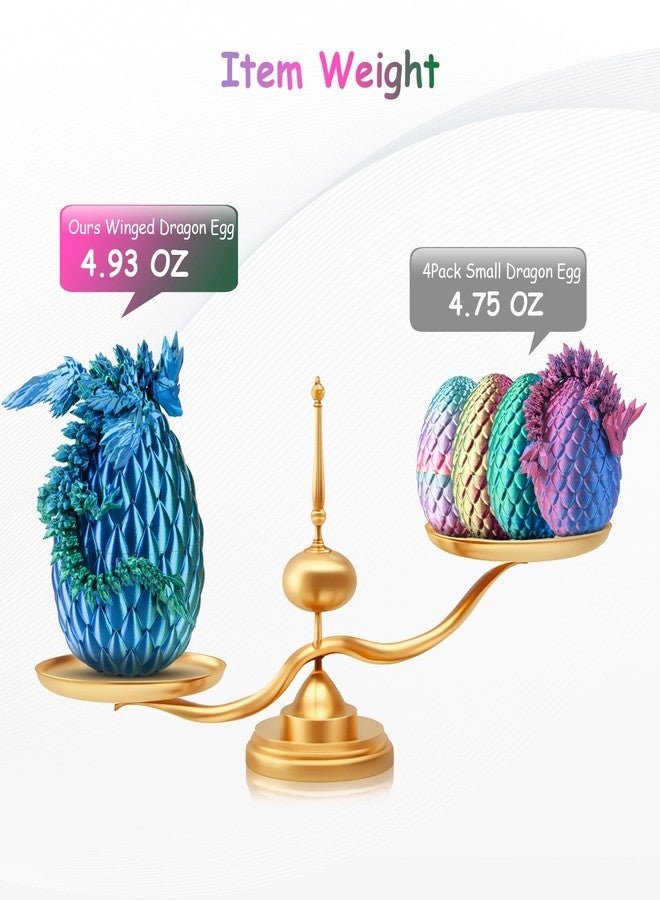 Dxldfks 3D Printed Dragon with Egg, Articulated Crystal 9" Winged Dragons and 5.5" Eggs for Easter Basket Stuffers Home Office Decoration Gift, Bluegreen - Image 3